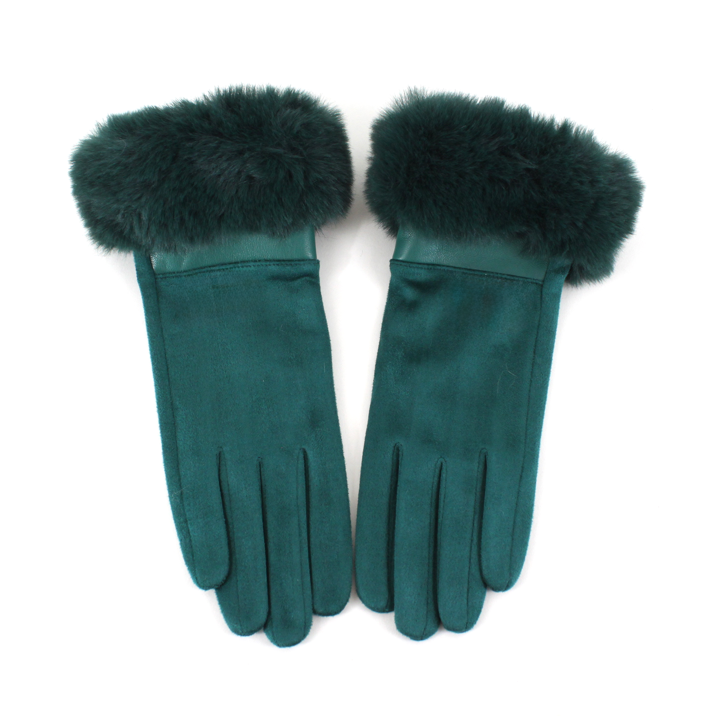 Pretty Persuasions - A25014 Suede-Like Gloves w/Faux Fur: 11 Wine