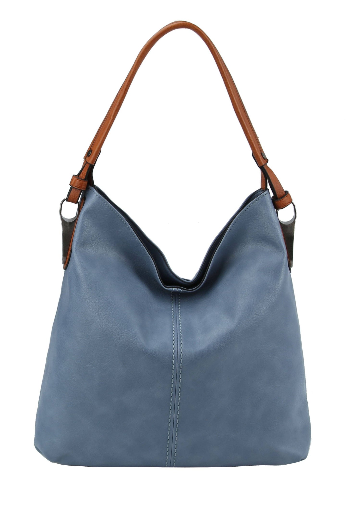 MiMi Wholesale - LHL001-2 Side Metal Accent Hobo Bag: Grey