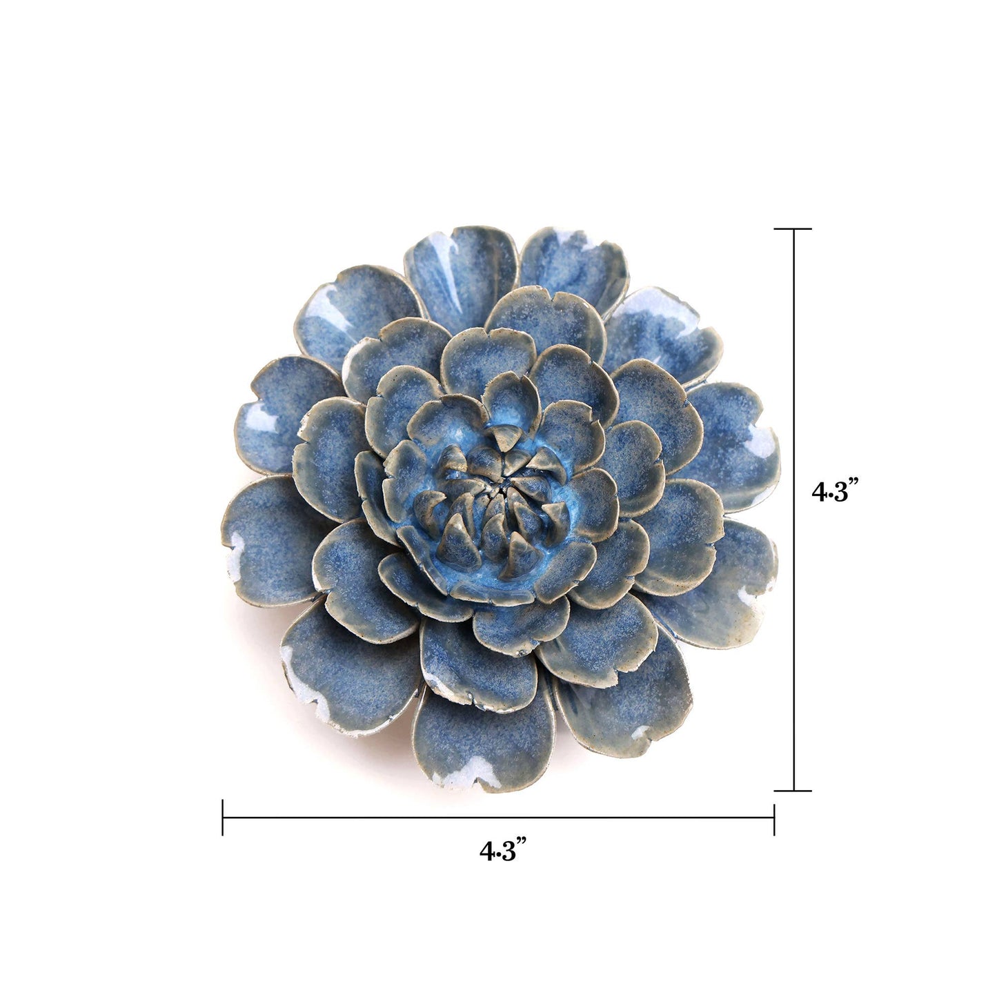 Chive - Japan Ceramic Flowers With Keyhole For Wall Hanging: Blue Medium Flower