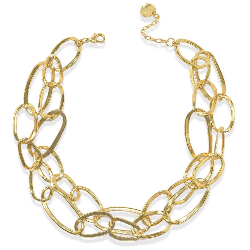 KARINE SULTAN - Organic link layered necklace: Yellow Gold