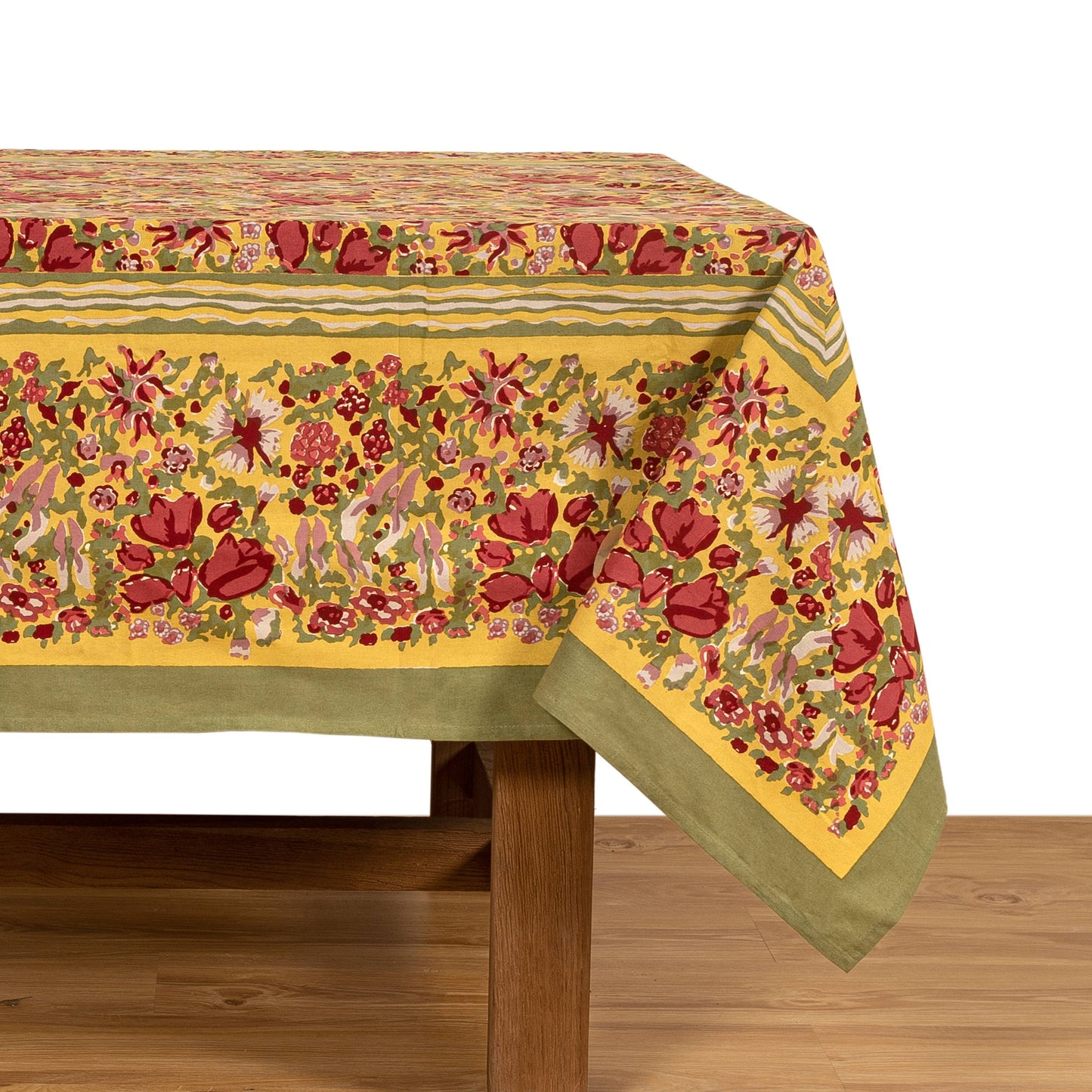 Couleur Nature - Jardin Red & Green | French Tablecloths: 71" x 128"