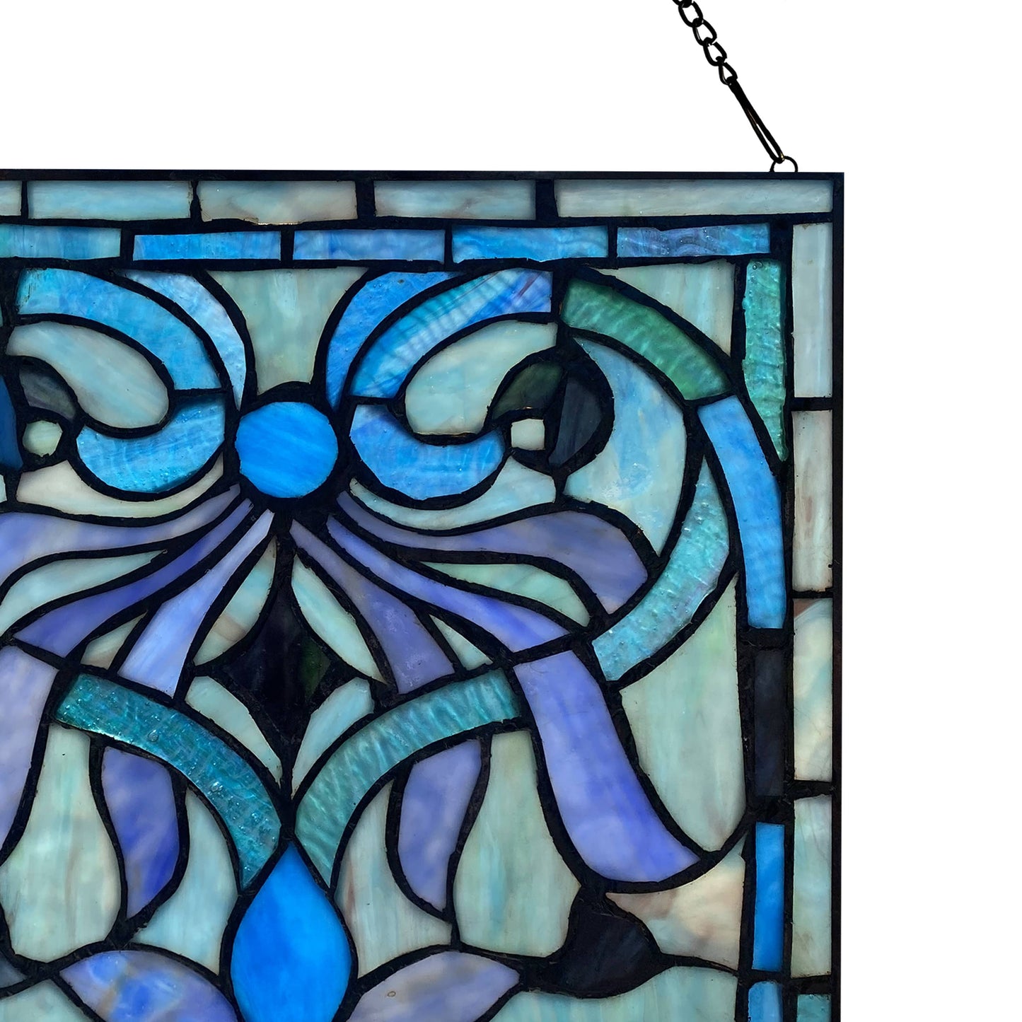 River of Goods - 12"H Ilsa Blue, Purple & Green  Stained Glass Window Panel