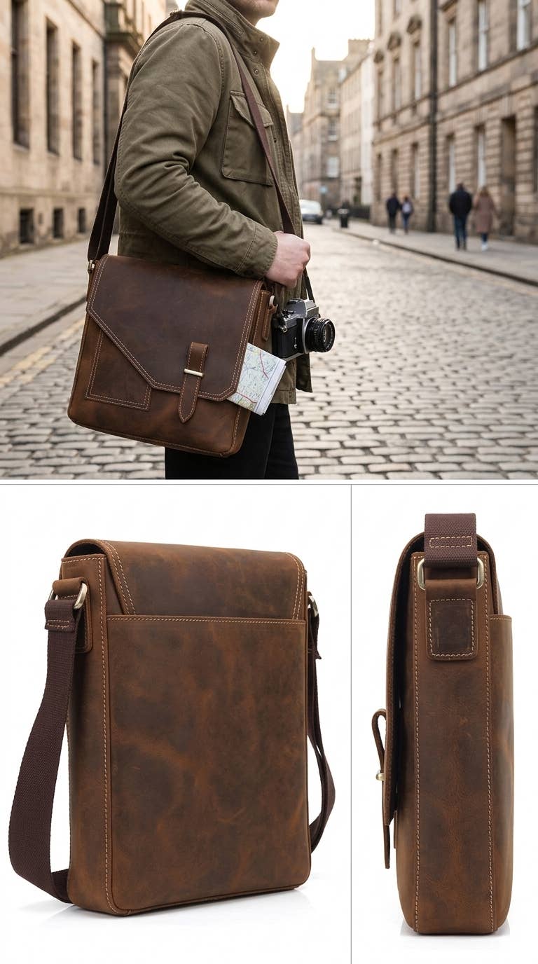 Tuzech Leather - Tuzech Handmade  Vintage Crossbody & Office Bag for Men