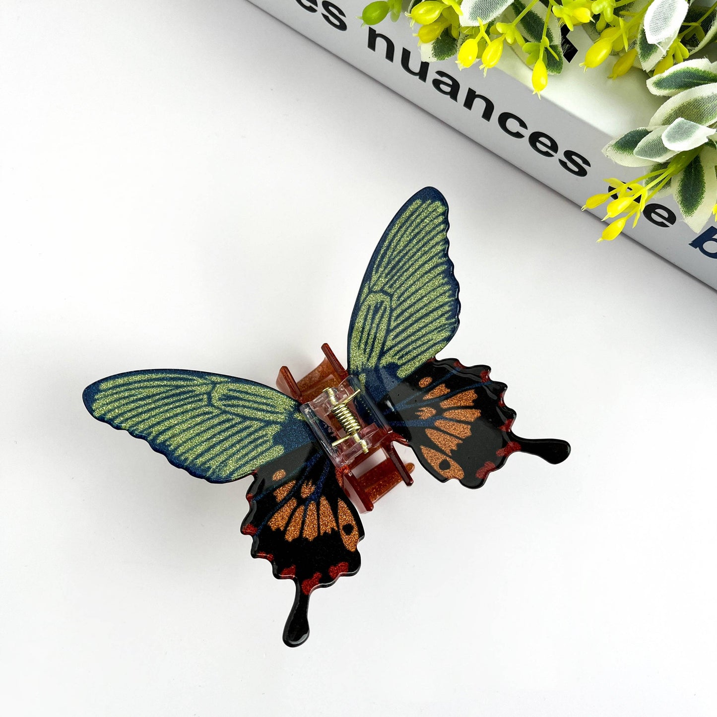 TheDivaSoap - Glitter Butterfly Hair Clip, Animal Hair Claw Set: Silver / Large