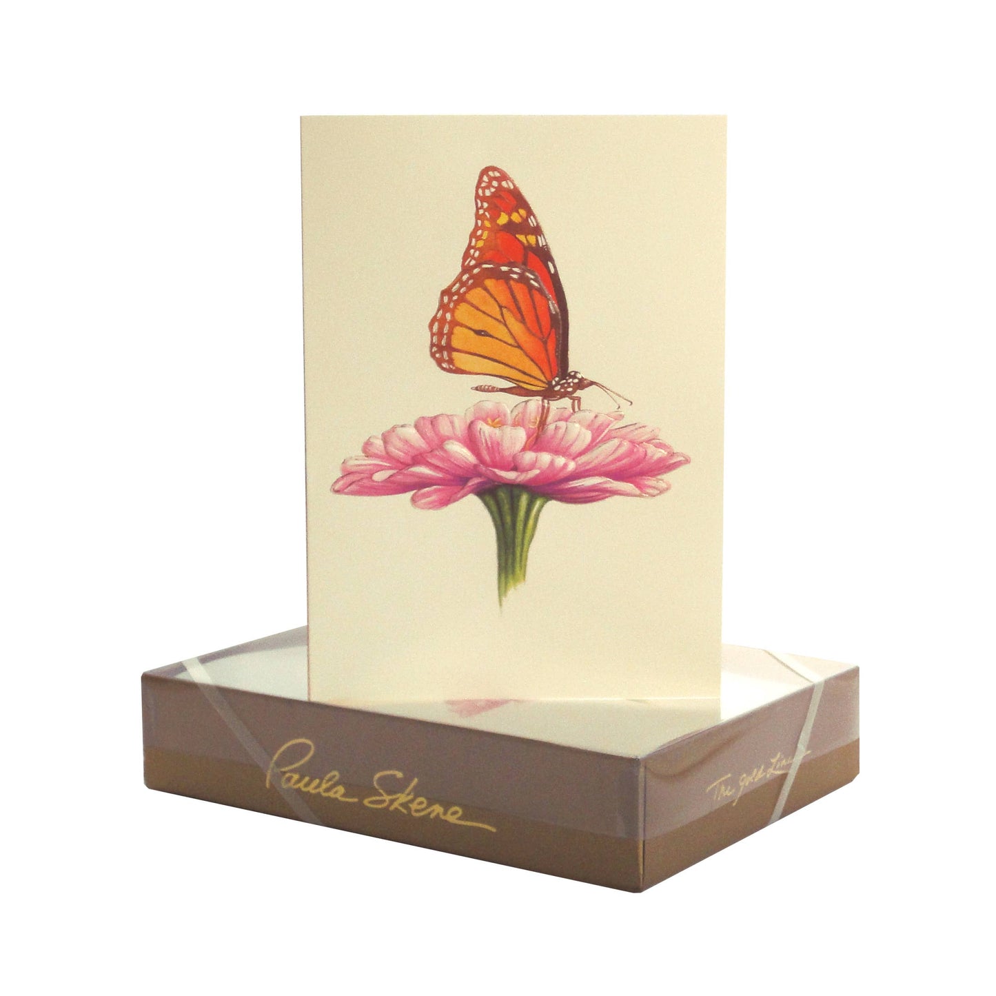 PAULA SKENE DESIGNS - Butterfly on Flower Blank Card: Single Sleeved Card