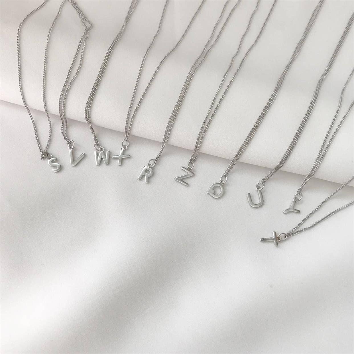 Haengseongworkshop - Initial Custom Letter Necklace 14/15/16 inches with Extender Surgical Steel: 16 inches / P