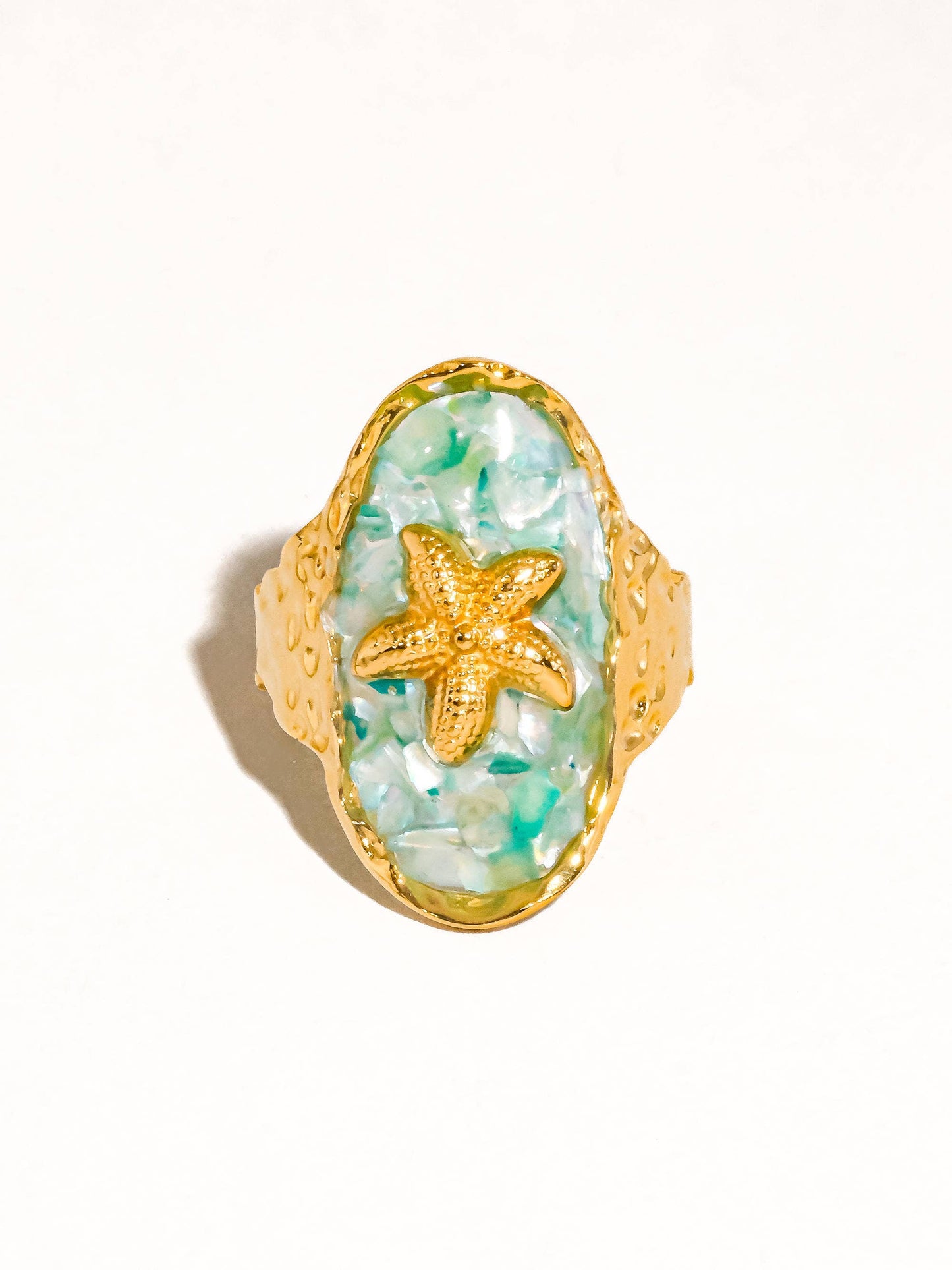 Flânerie by MAIQ - Keshet 18K Gold Non-Tarnish Starfish Ring: Blue
