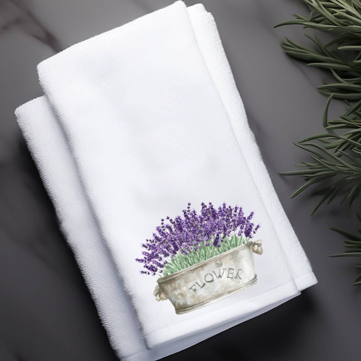Fernville Creations - Chic Lavender Flower Tip Towel in Velour/Cotton Blend
