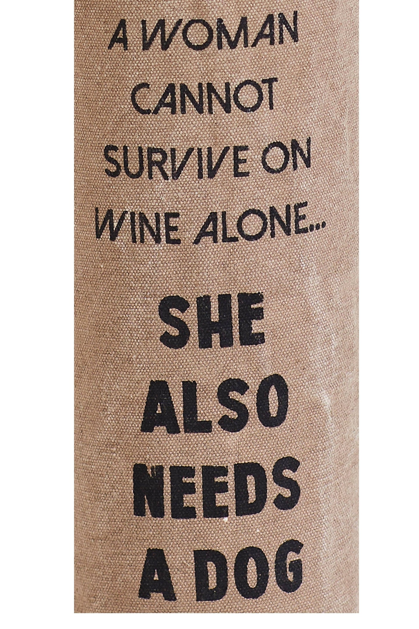 Mona B. - A Girl And Her Dog Up-Cycled Canvas Wine Bag, M-5574