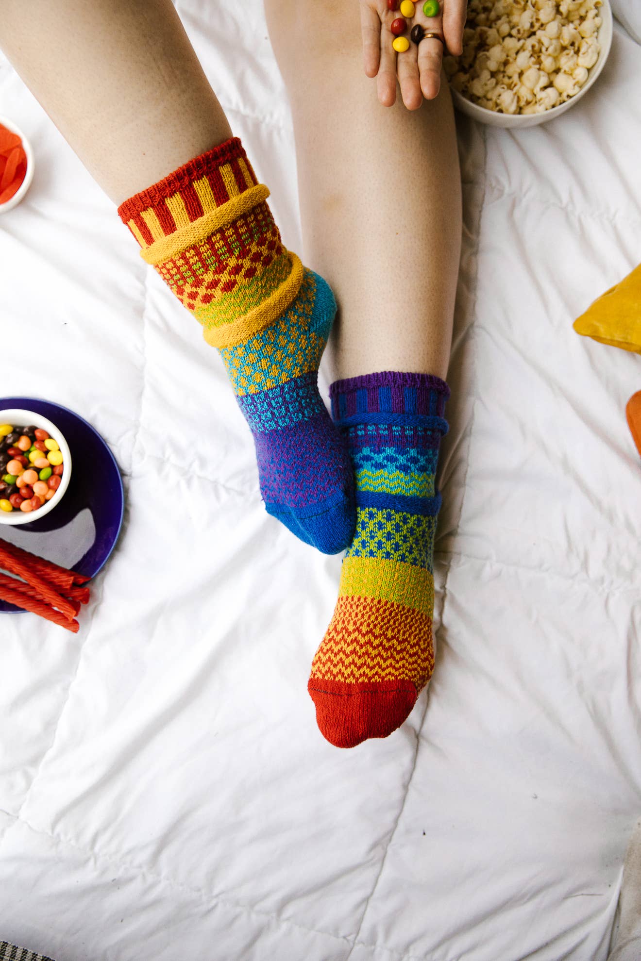 Solmate Socks - Rainbow Crew Socks | Eco-Friendly & Made in the USA : Large (Women 10 - 12 / Men 9 - 11)