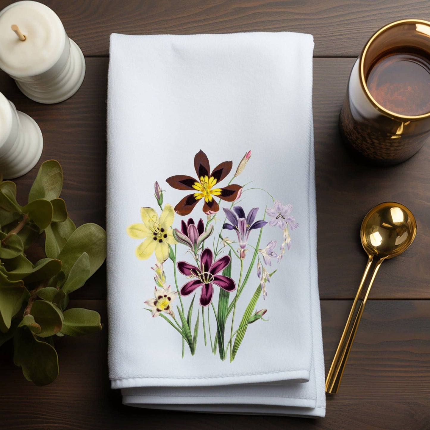 Fernville Creations - Wildflower Floral Hand Towels for Bath and Kitchen