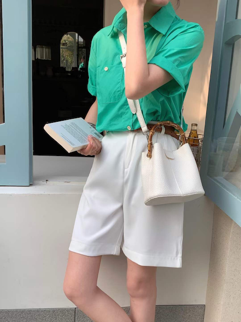 Pretty Persuasions - P23052 Bamboo Top Handle Crossbody Bag w/Cosmetic Pouch: 01 White