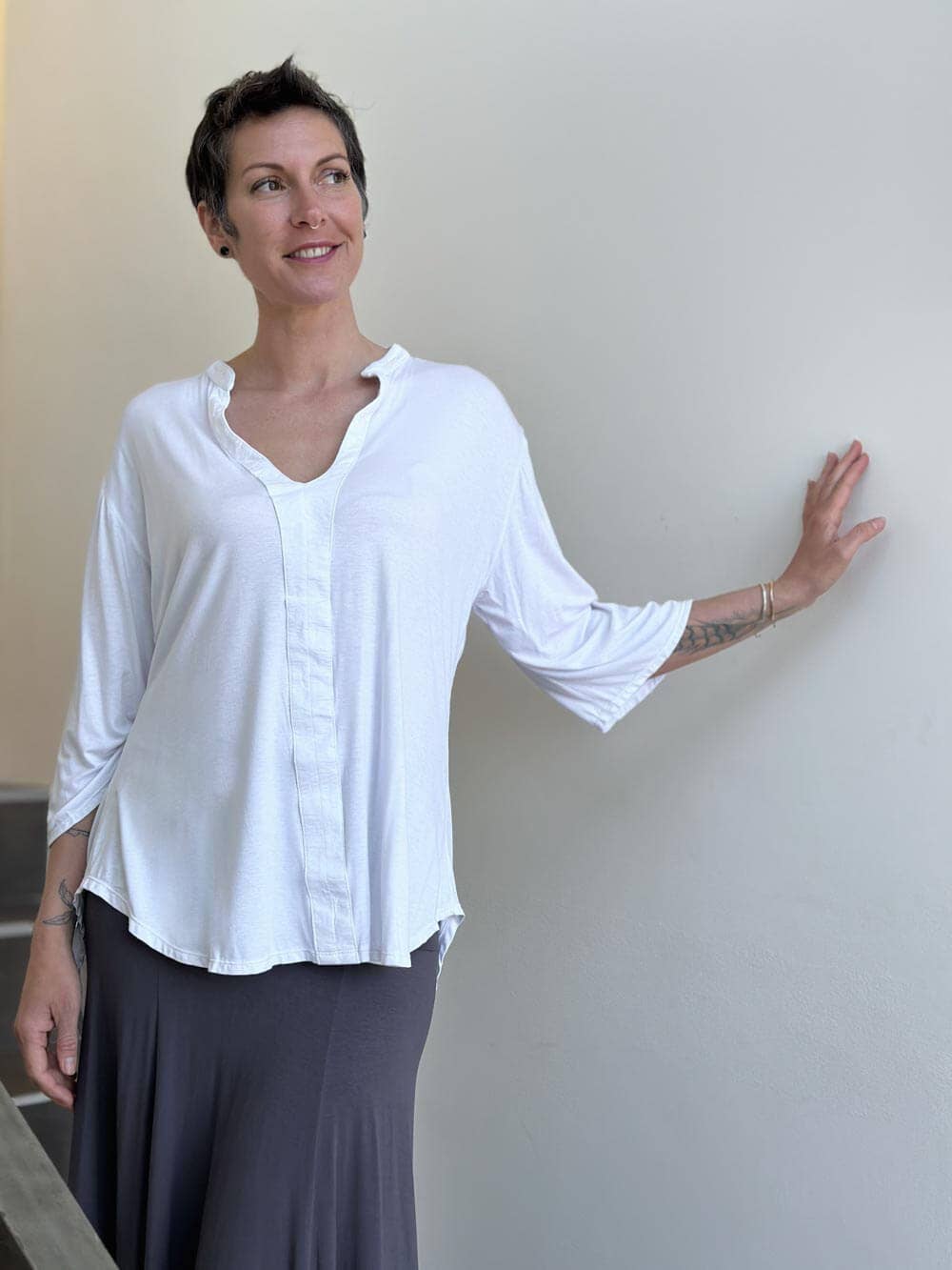 CARAUCCI - Kurta Tunic: Plum / One Size