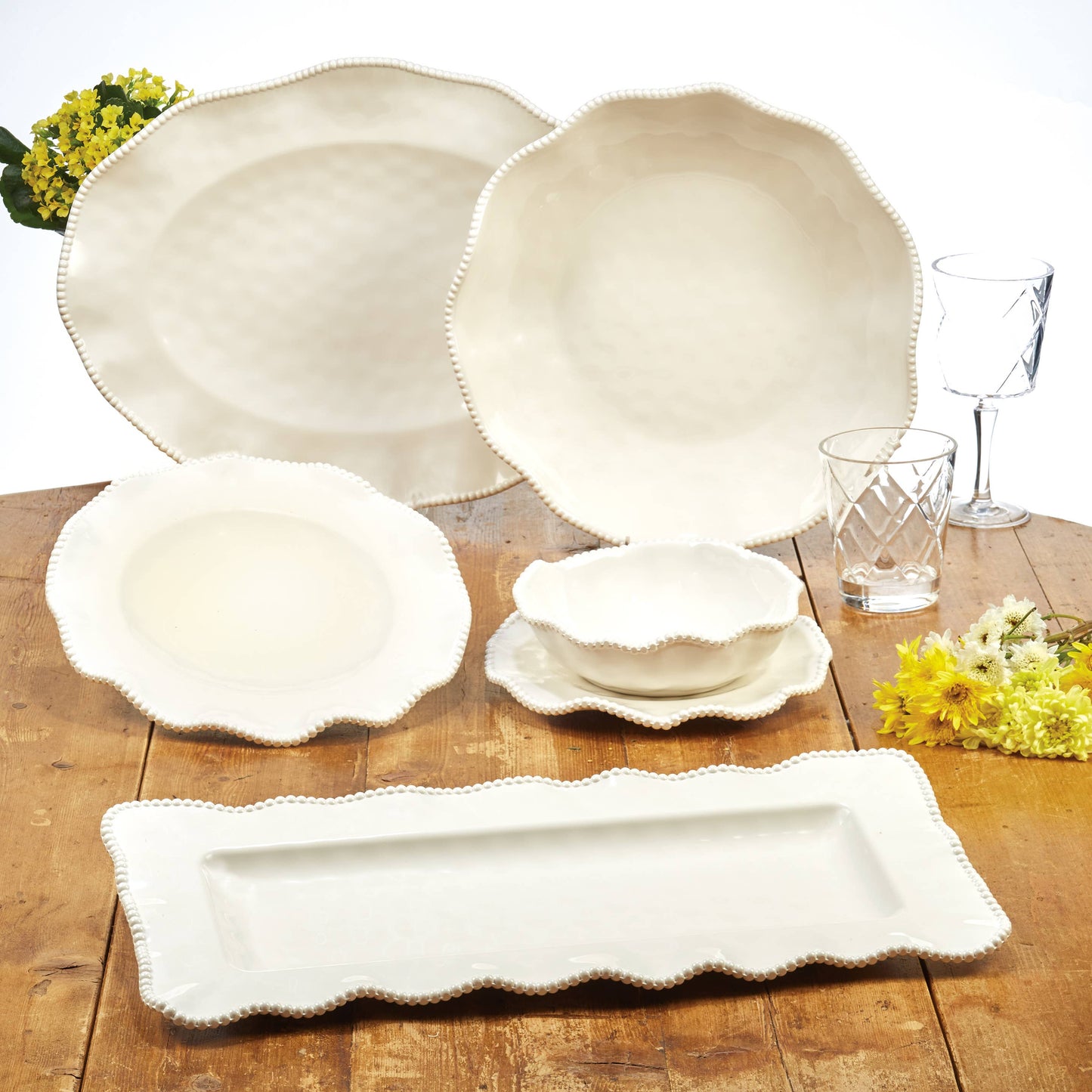 Certified International - Perlette Cream Melamine Oval Platter 18 in  x 13.5 in