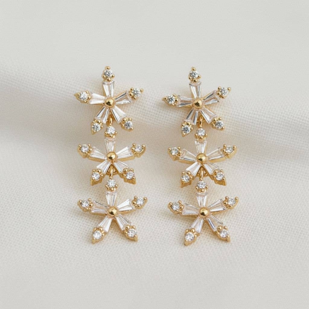 Ellemadera - Floral Crystal Drop Earrings with Radiant Sparkle