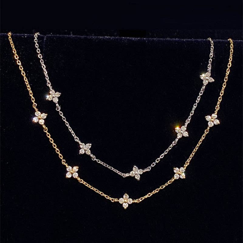 Perimade & Co. LLC - Dainty Four Leaf Clover Bracelet in 925 Sterling Silver: Gold