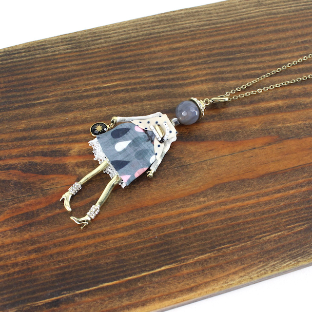 Pretty Persuasions - N23188B Stone Adorned French Doll Stainless Steel Necklace: 05 SL/French Doll 5