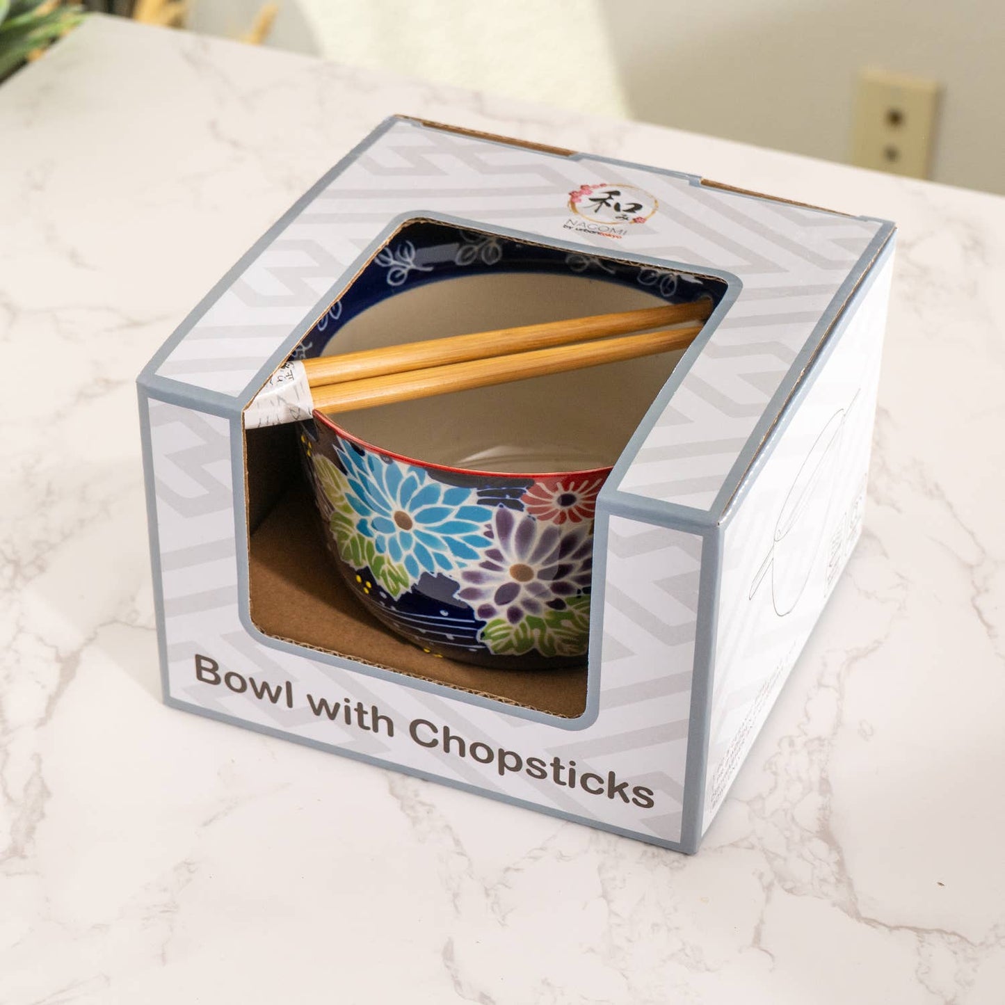 Urban Tokyo - Flora Mix Design 18oz 5.25"D Bowl With Chopsticks Set