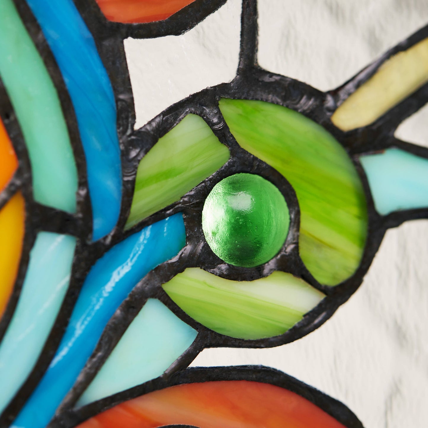 River of Goods - 30"L Fleur De Lis Victorian Stained Glass Pub Window Panel: Amber