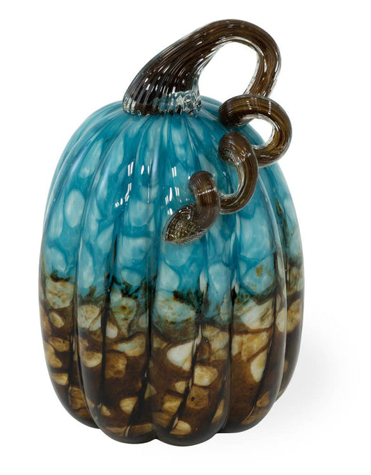 Boston International - 5"Dia Copper Canyon Pumpkin Blue & Copper Glass Fall
