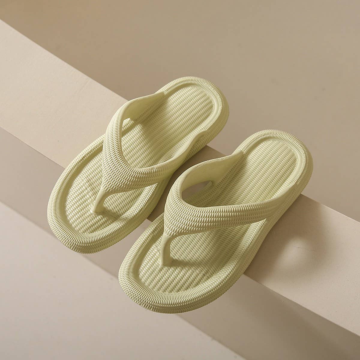 ACCITY - EVA SOLID COLOR FLIP-FLOPS SUMMER BEACH SLIPPERS_CWSHS0690: White / (7) 1