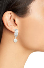 Load image into Gallery viewer, KARINE SULTAN - Cobblestone clip on earrings with pearl dangle.: Gold