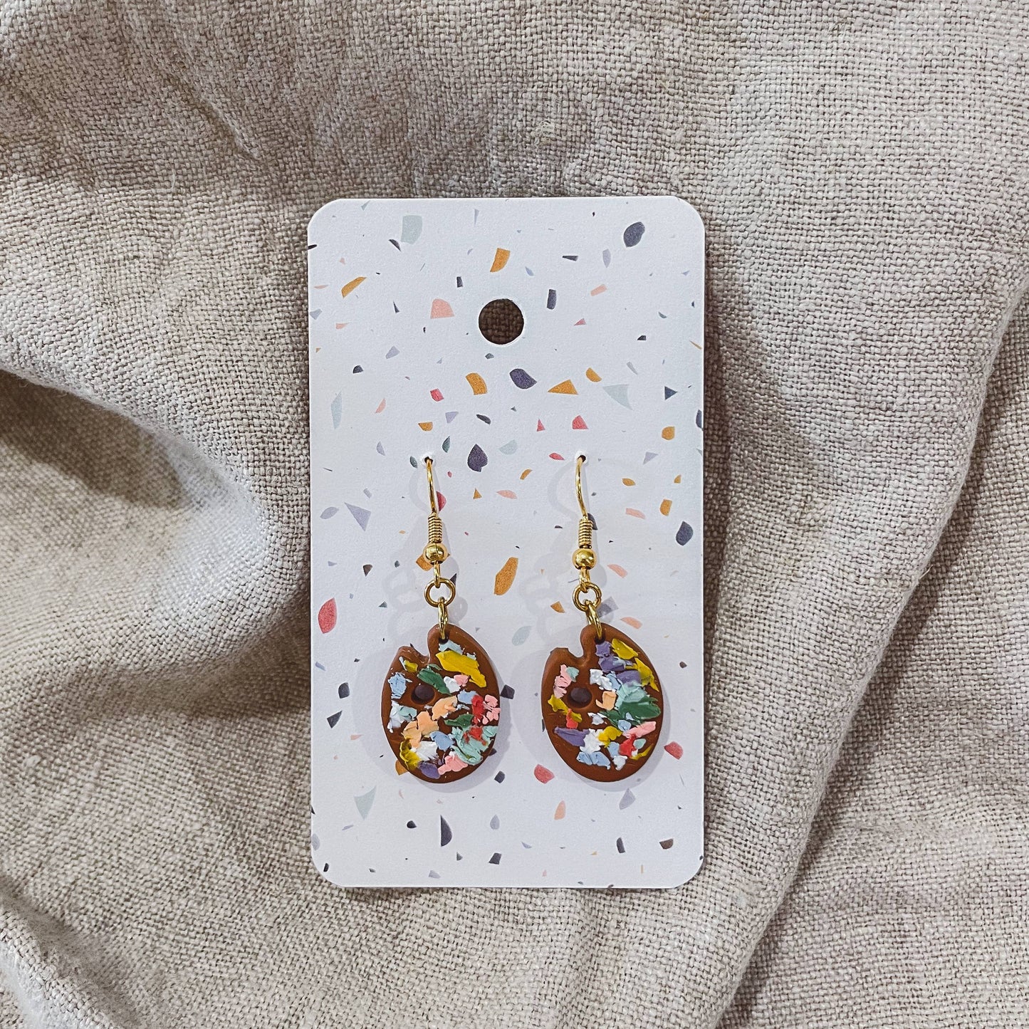 Sydni Carlson Art - Artist Messy Paint Palette Earrings: Speckled White