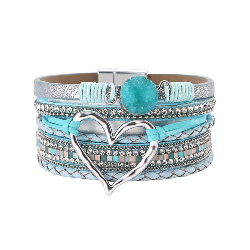 Mio Queena - Multi-Layer Heart Charm Bangle Bracelets - BJ/LB: Red