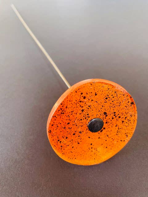 CARNEOL GLASS - Small Glass Flower For Outside In Orange-Black