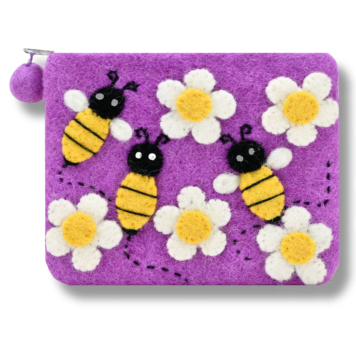 BNB Crafts Inc. - Buzzing Bee Felted Coin Purse: Purple