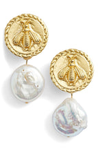 Load image into Gallery viewer, KARINE SULTAN - Bee Clip On &amp; Flat Pearl Drop: Gold