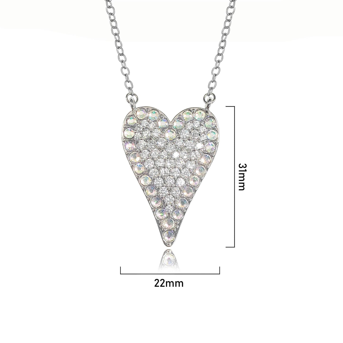 Laudic Co - AB Cubic Zirconia Heart Necklace: Silver
