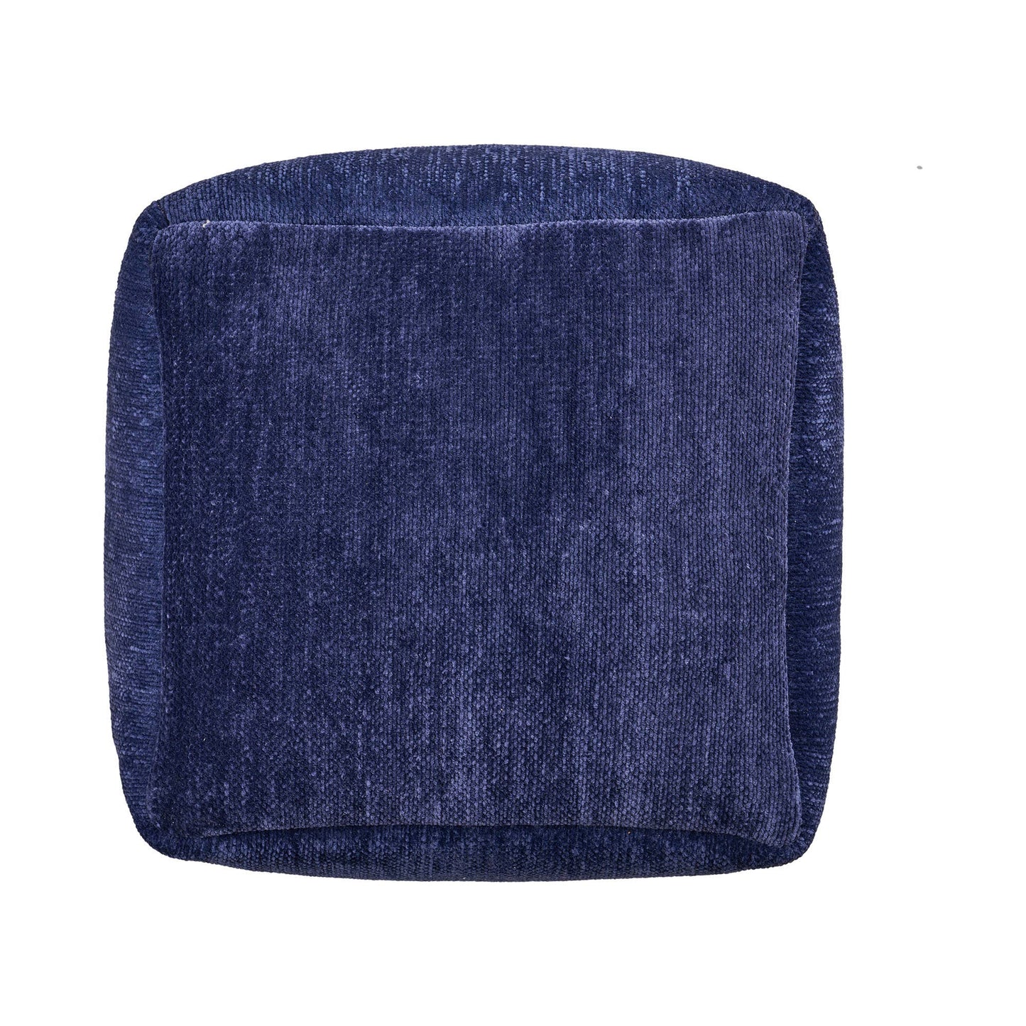 LR Home - Yaar Transitional Solid Chenille Indoor Pouf: Navy