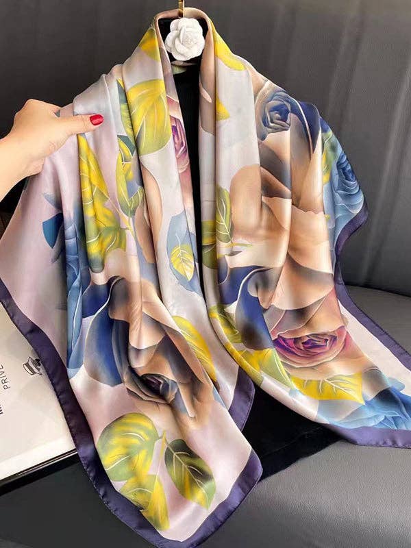 UZ Wholesale Store - Floral Printed Scarf Headband: LIGHT PURPLE / One_size
