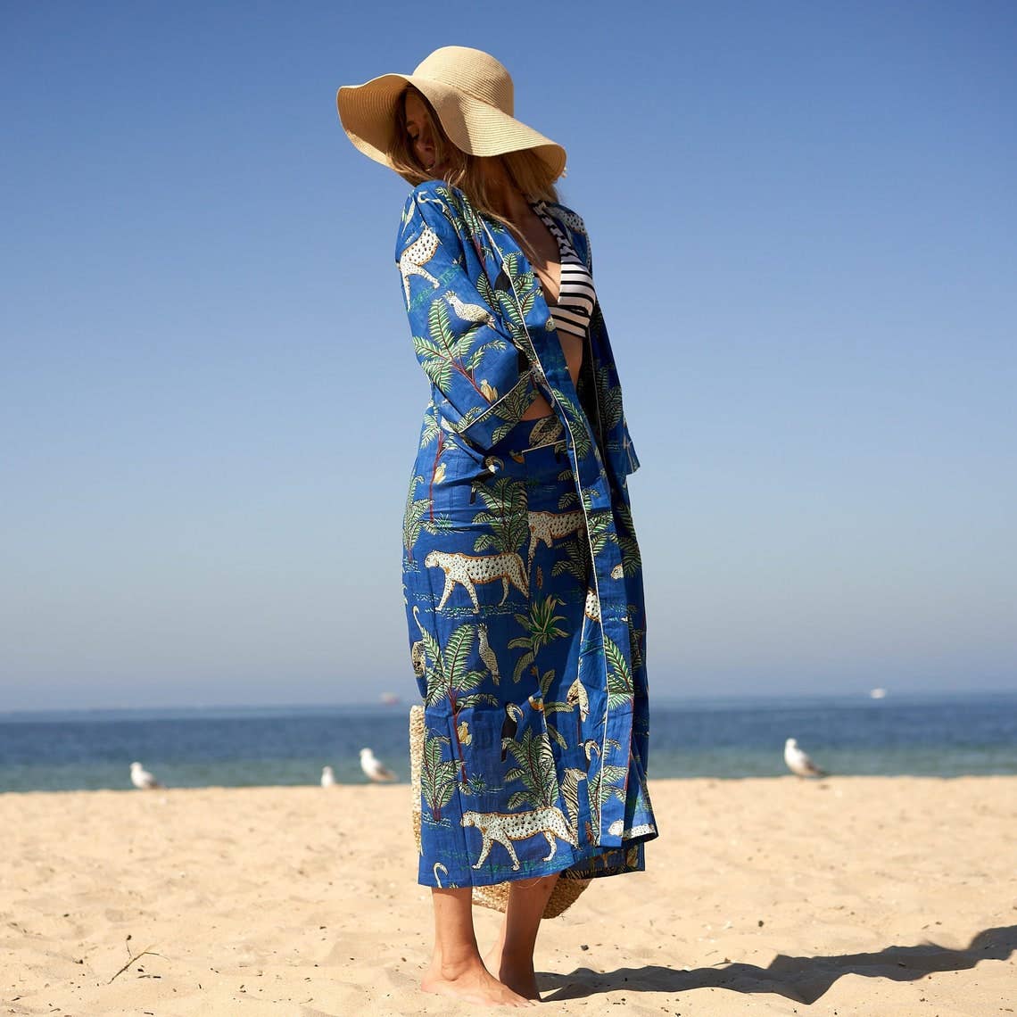 Linen Connections - ‘Jungle Chic’ 100% Cotton Kimono Robe