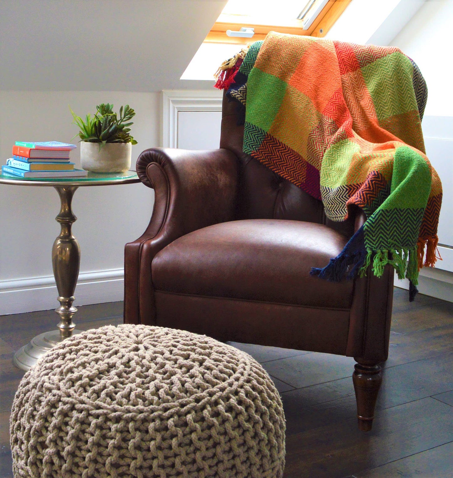 Allure Bath Fashions - Check Herringbone Multicoloured Throw Blanket - 100% Cotton: 150 x 200cm