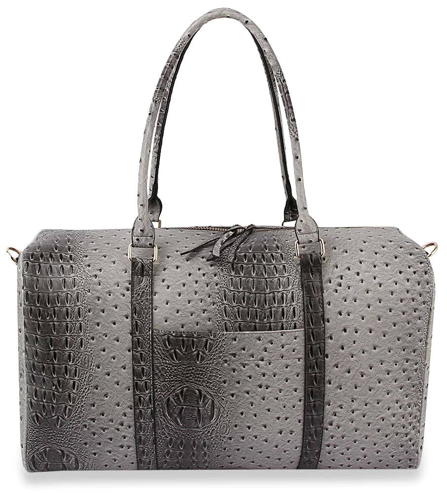 Handbag Express - Classic Embossed Carry-On Satchel: LQF043-O-GY
