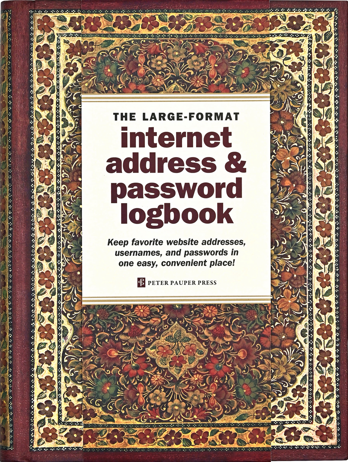 Peter Pauper Press - Gilded Floral Large-Format Internet Address & Password Logbook