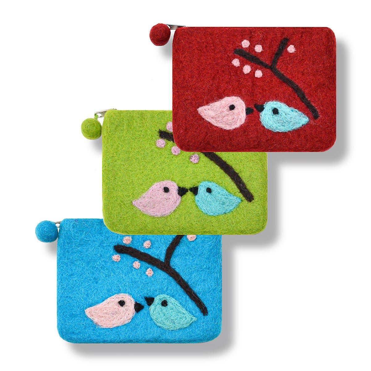BNB Crafts Inc. - Two Love Bird coin purse: Aqua