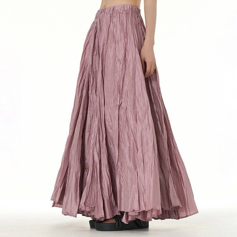 UZ Wholesale Store - Solid Color Draped Ruched Skirt: BLACK / FREE SIZE