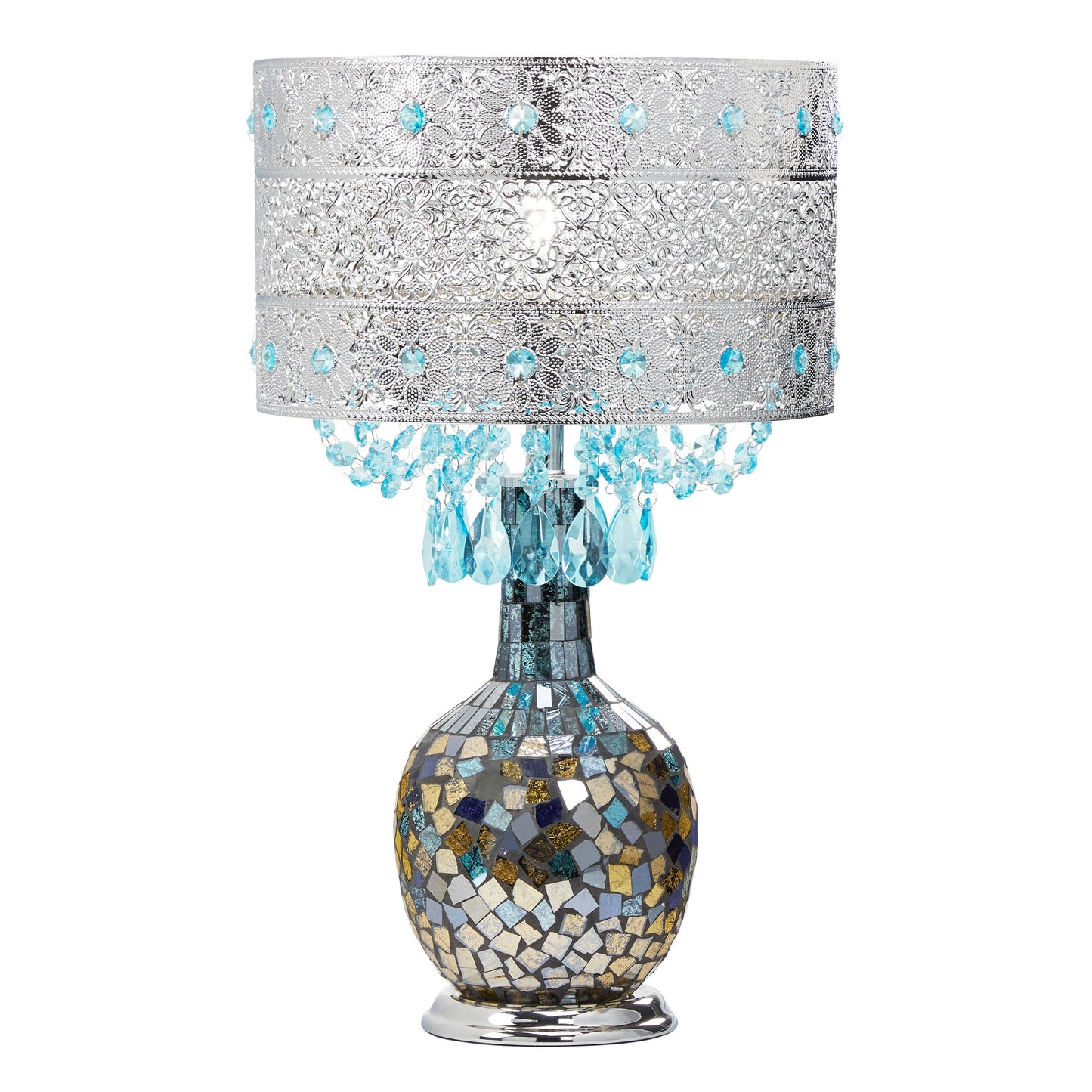 River of Goods - 21.75" Silver & Turquoise Ombre Glass Table Lamp