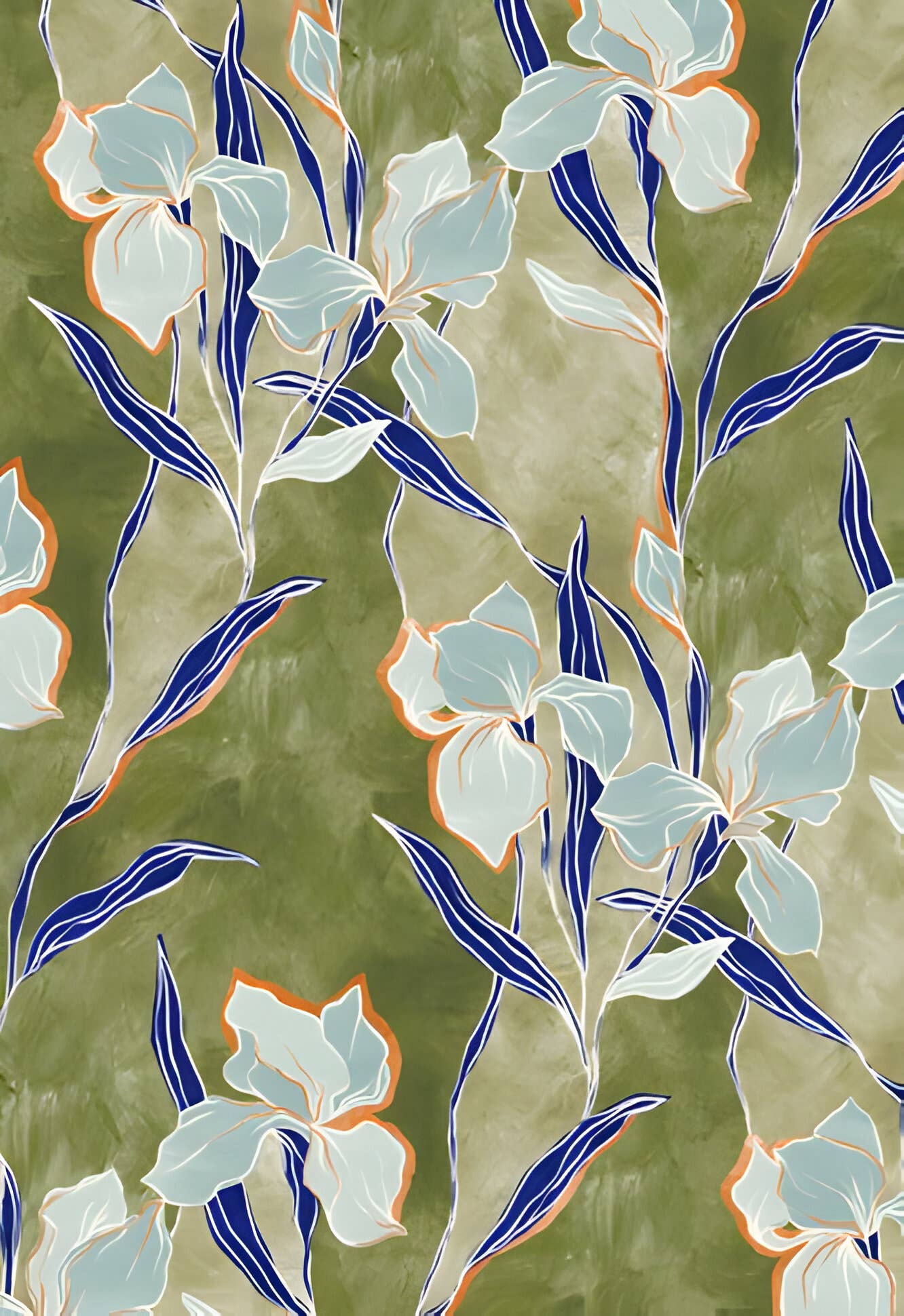 KikiSol - Army and Aqua Floral Cotton Modal Scarf