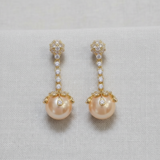 camilla dovey - Champagne Pearl Snowflake Drop Earrings