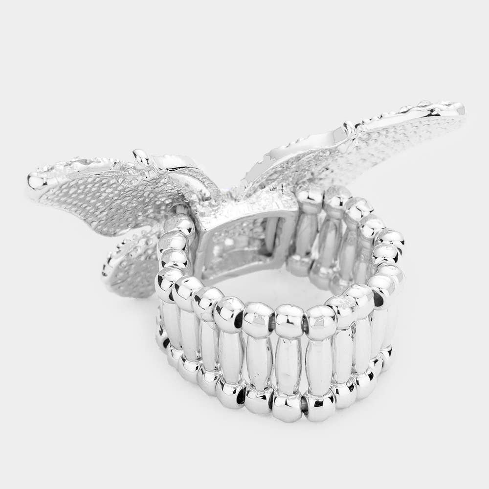 Sensibling Corp. - Crystal Pave Butterfly Stretch Ring: PNG