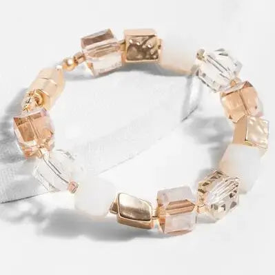 SAACHI - Faceted Bead Stone Bracelet : Gold