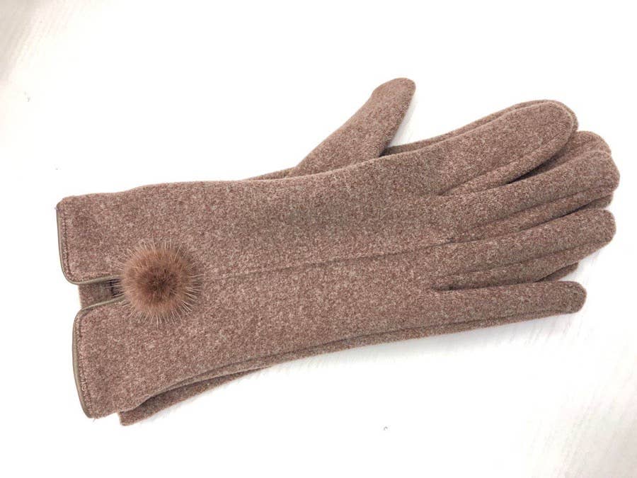 Pretty Persuasions - A20028 Gloves with Mini Pom Pom: 03 Brown