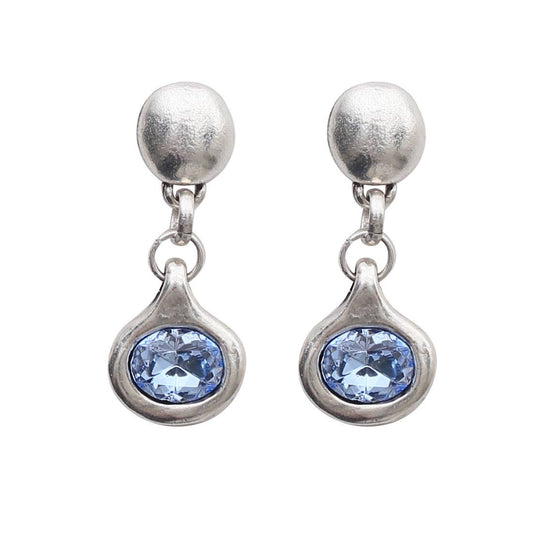 Chanour - Handmade Blue Crystal Pewter Earrings - 1923