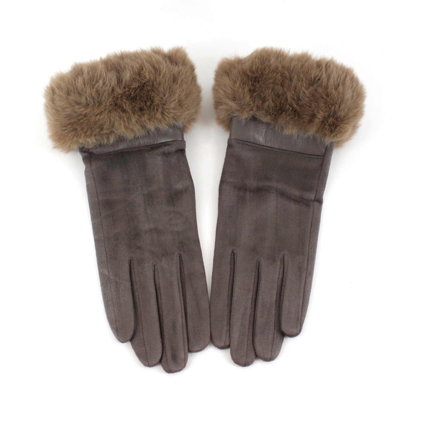 Pretty Persuasions - A25014 Suede-Like Gloves w/Faux Fur: 11 Wine