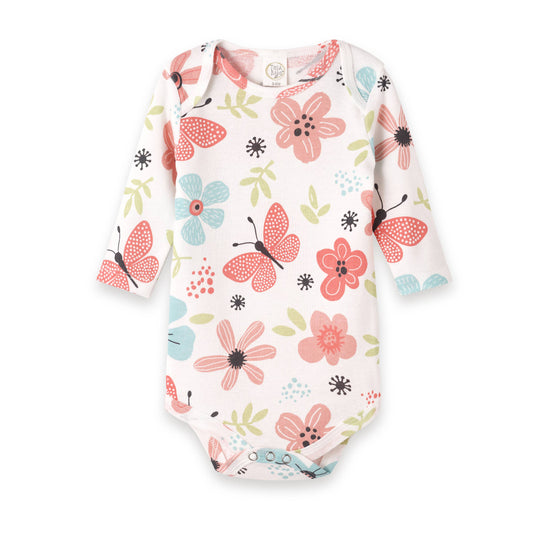 Tesa Babe - Fluttering Blossoms Baby Girl Cotton Bodysuit: 3-6M