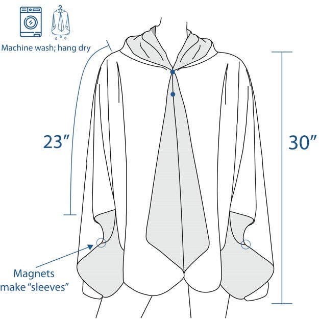 RainCaper - Hassam "Celia's Garden" Reversible Rain Cape Poncho – Lightweight Hooded Wrap for Women